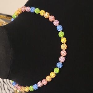 Betsy Johnson Rainbow Colored Stone Fireball Necklace